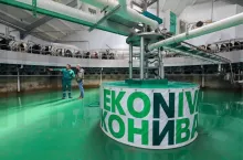 RYAZAN REGION, RUSSIA � APRIL 23, 2019: Automatic milking of cows in a shed at the OkaMoloko dairy farm, part of the EkoNiva agricultural holding. Alexander Ryumin/TASS PUBLICATIONxINxGERxAUTxONLY TS0A9C3A