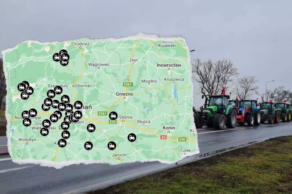 40 protestów rolniczych w Wielkopolsce. Rolnicze oblężenie Poznania 20 marca [MAPA]