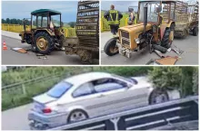 BMW po zderzeniu z ciągnikiem rolniczym oddaliło się z miejsca stłuczki.