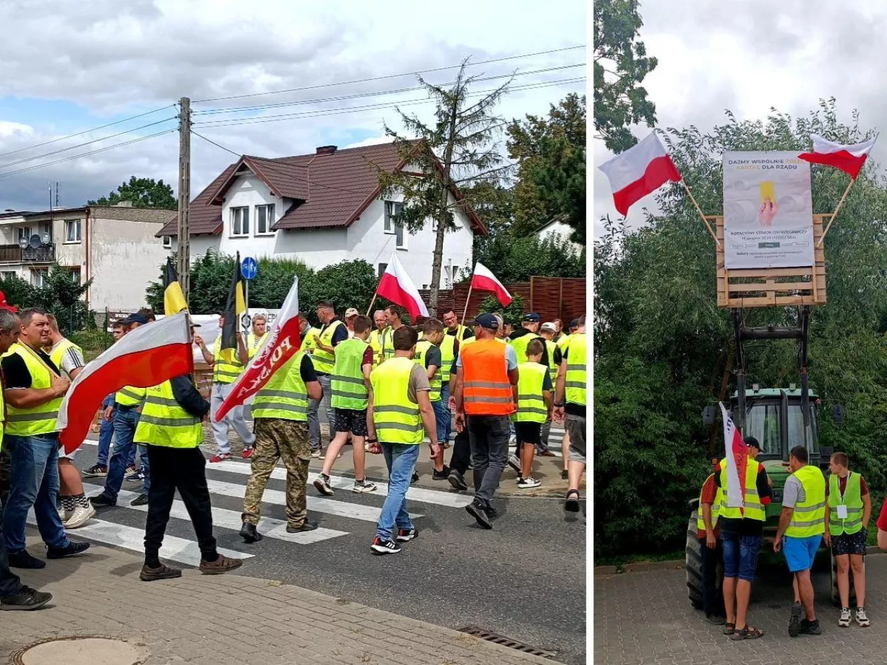 Protest rolników koło Chojnic. ”Rząd dostał od nas żółtą kartkę”