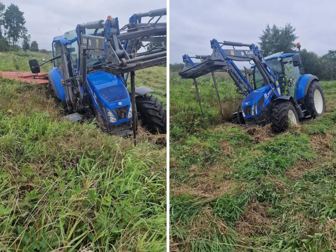 Były minister rolnictwa zakopał się ciągnikiem. New Holland ugrzązł po osie