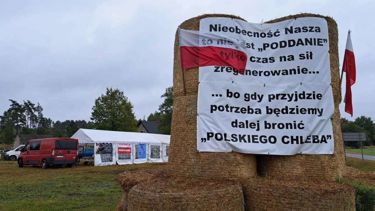 Protest rolników w Chojnicach na Pomorzu