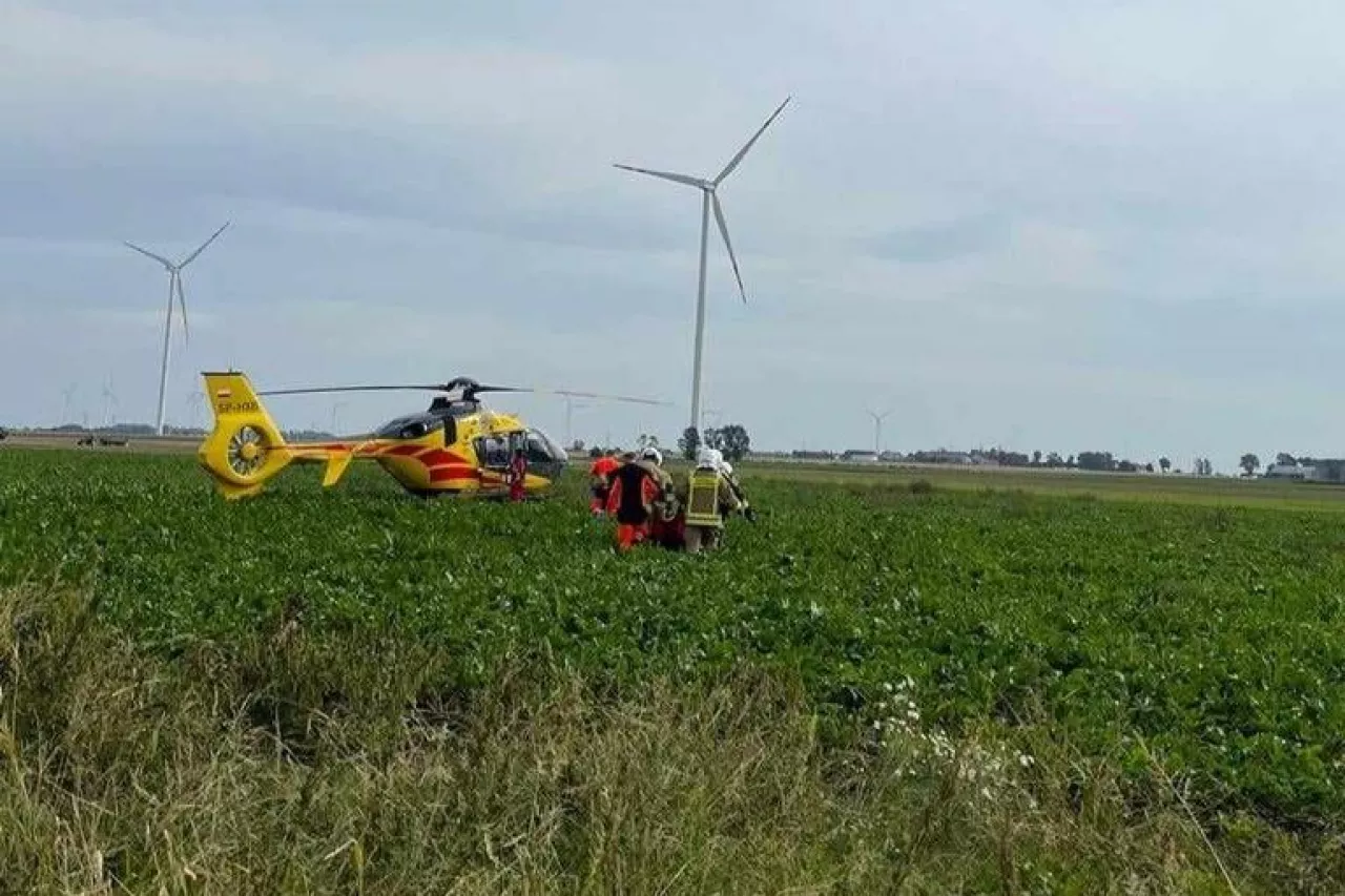 32-latek do szpitala trafił helikopterem LPR.