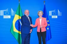 Luiz Inácio Lula da Silva, on the left, and Ursula von der Leyen