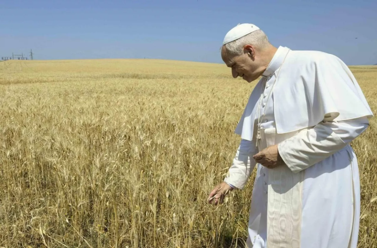 Niecodzienny widok. Papież na polu ogłasza budowę gigantycznej farmy