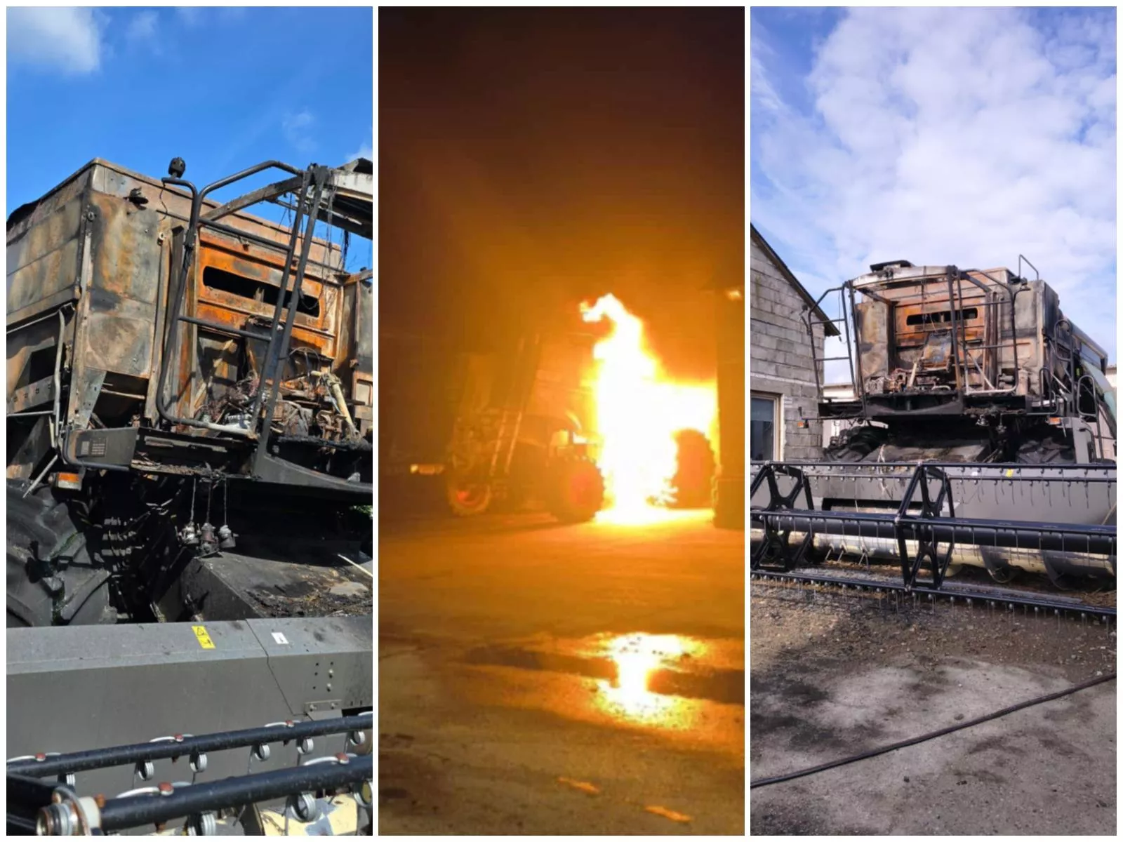 Spłonął kombajn za 700 tys. zł. Jak rolnikowi można pomóc w żniwa? [FOTO]