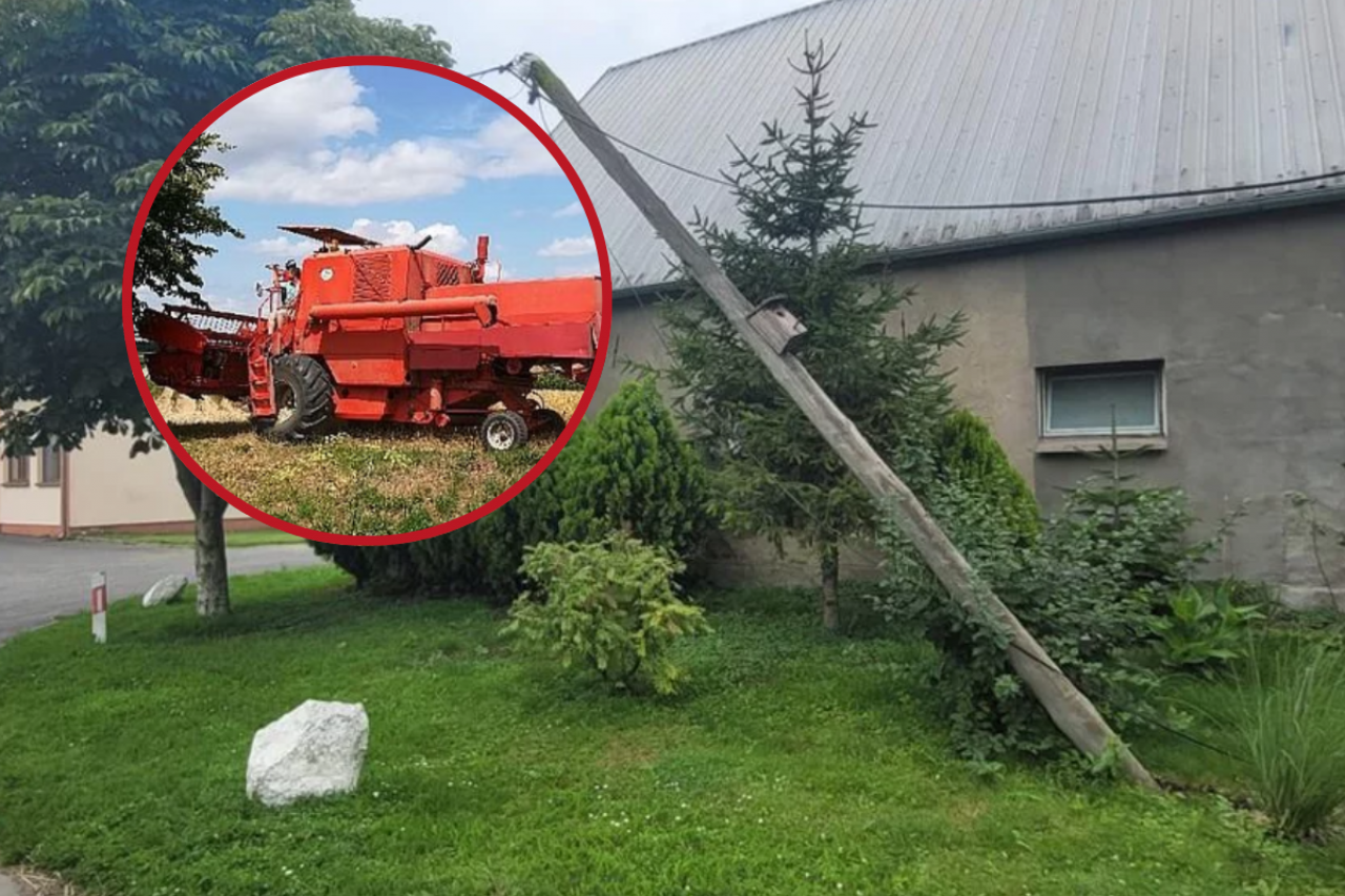 Kombajnista ”skosił” cztery słupy