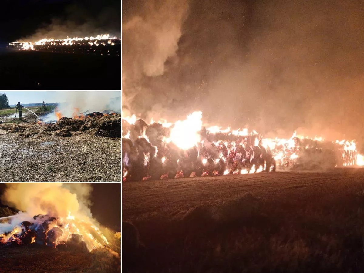 Spłonęło 1000 balotów słomy. Rolnik szuka podpalacza
