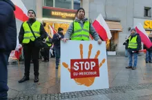 Rolnicy protestujący przeciwko umowie o wolnym handlu UE-Mercosur