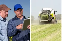 rolnik, kombajn na polu