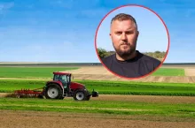 pole, traktor, twarz rolnika