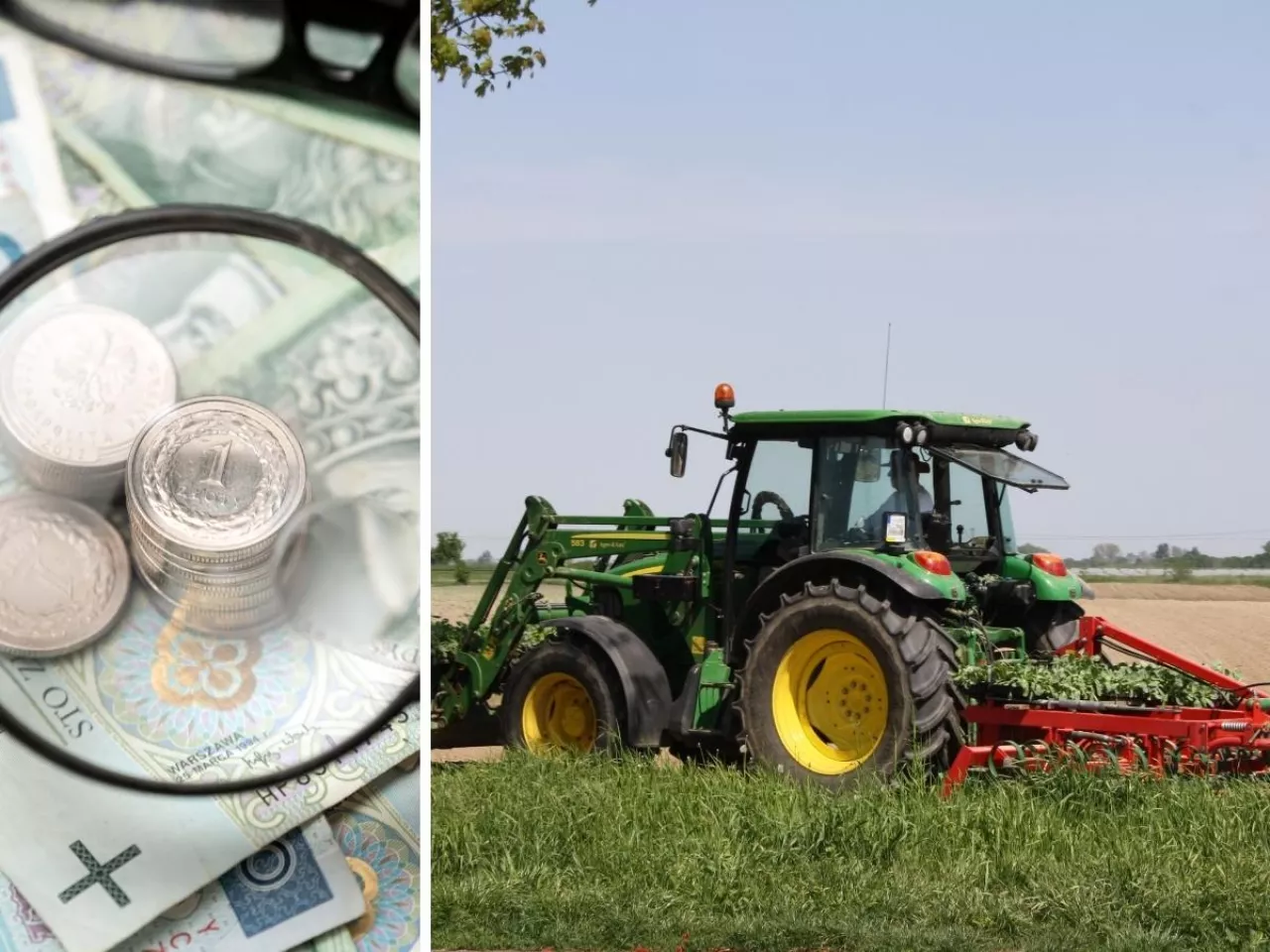 ciągnik, pole, pieniądze