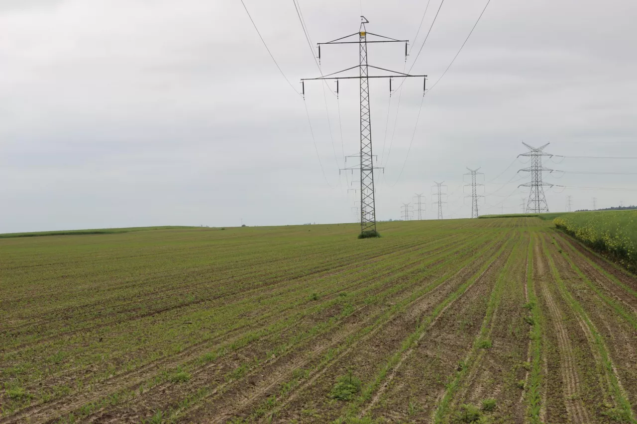 słup energetyczny na środku pola