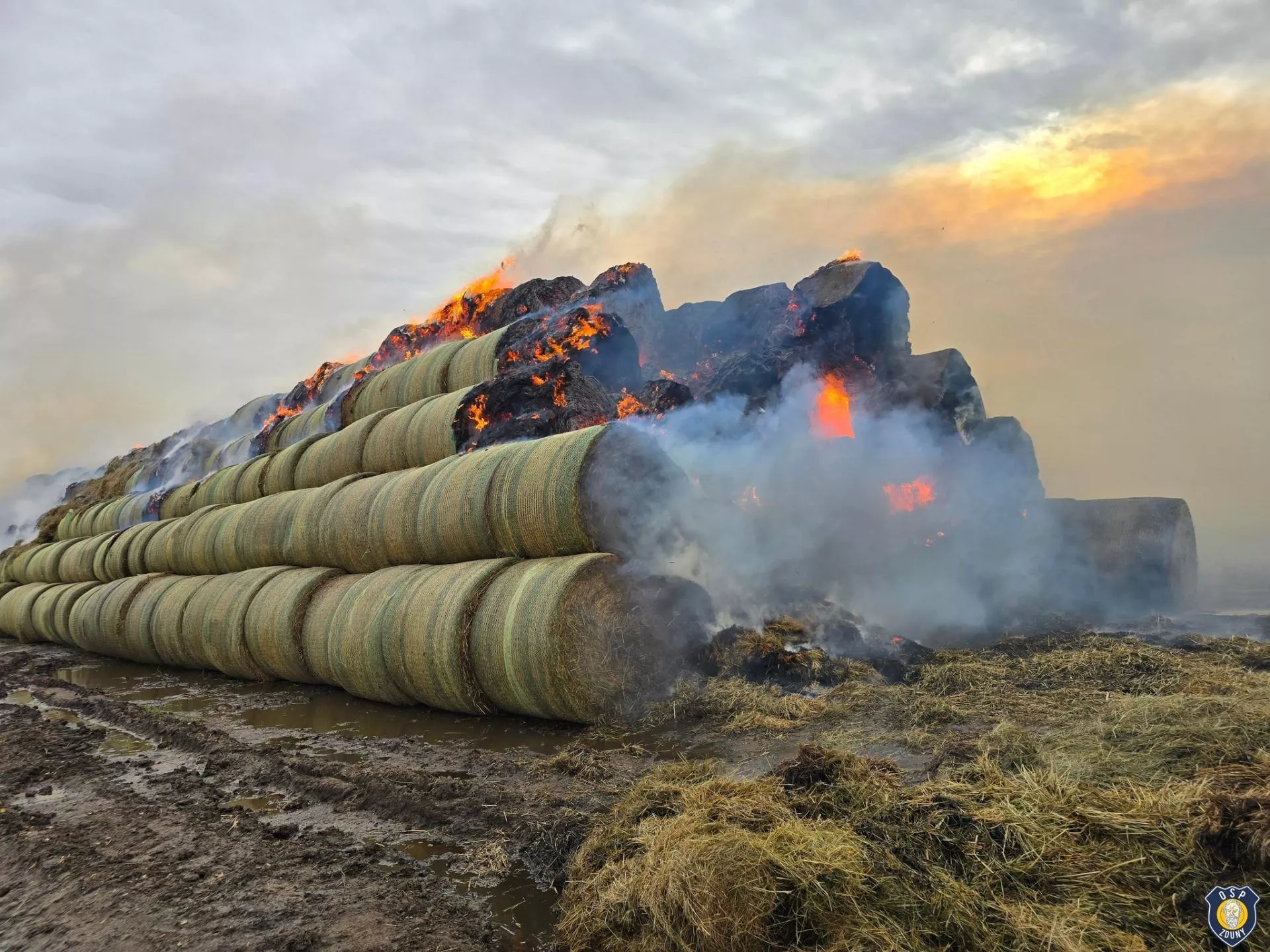 1200 balotów w ogniu. Strażacy walczyli dwa dni bez przerwy [WIDEO]