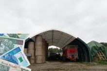 hala łukowa, po lewej banknoty polskie