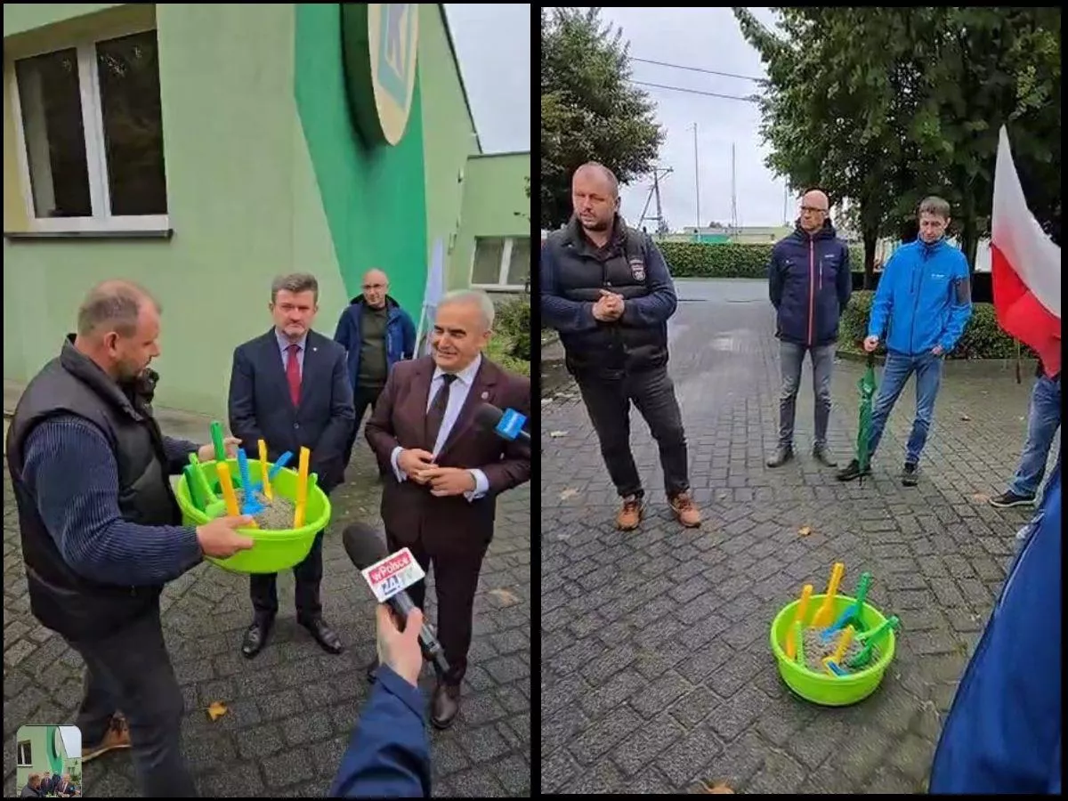 Rolników nie wpuszczono na komisję. Przywieźli ministrowi piaskownicę