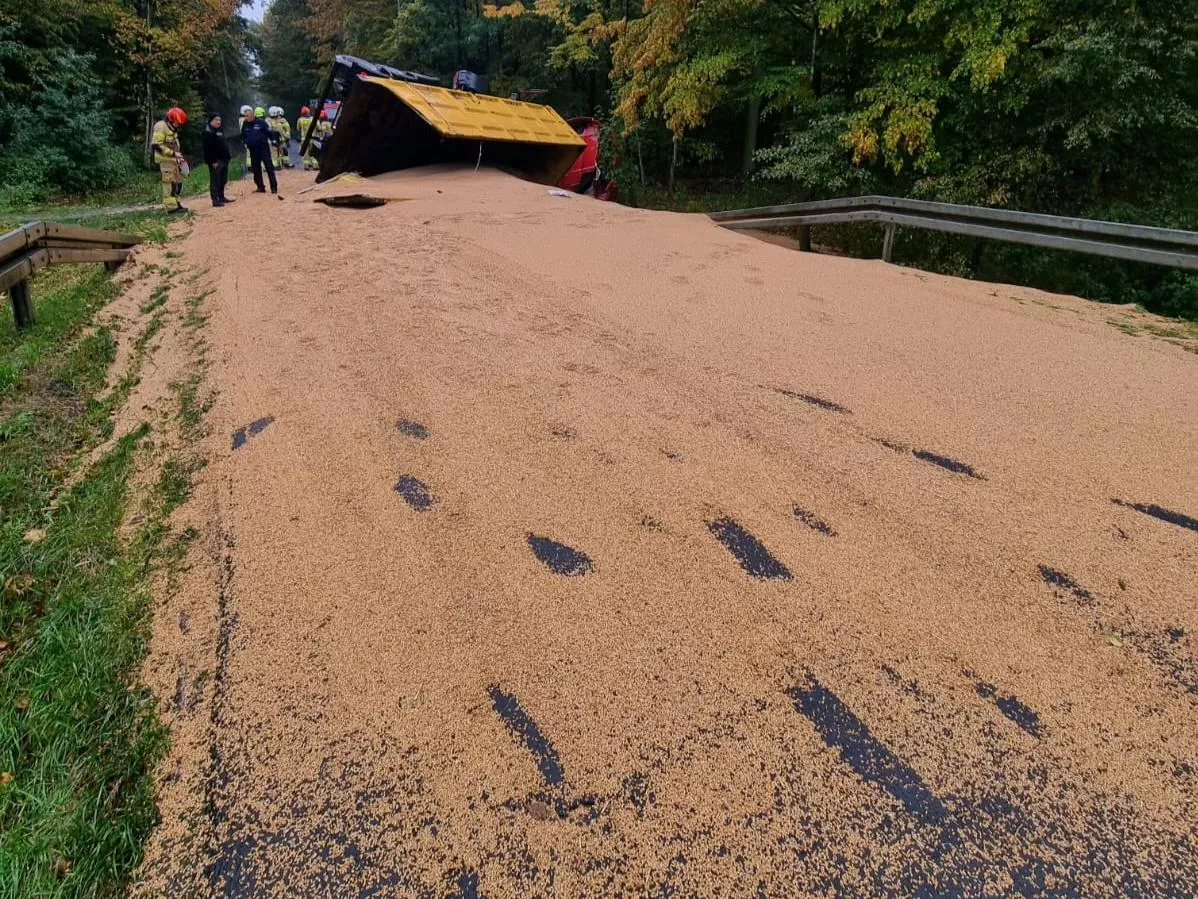 Tony pszenicy na drodze. Wypadek pod Gostyniem