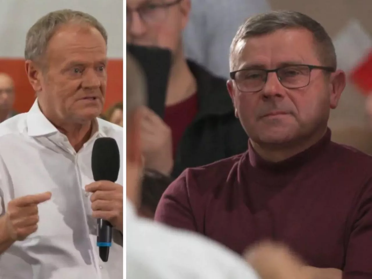 Podczas spotkania premiera Donalda Tuska z mieszkańcami Piotrkowa Trybunalskiego na salę weszli i głos zabrali rolnicy.