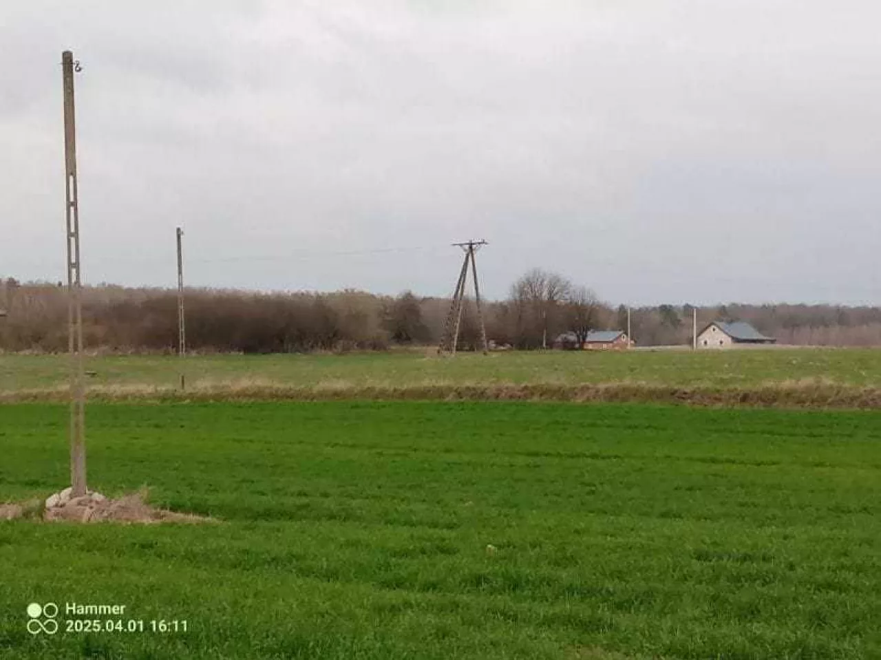 Słupy energetyczne na polu rolnika