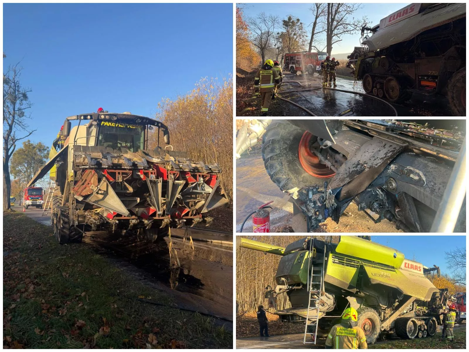 Kombajn Claas LEXION 770 zapalił się pod Tarnowskimi Górami [FOTO]