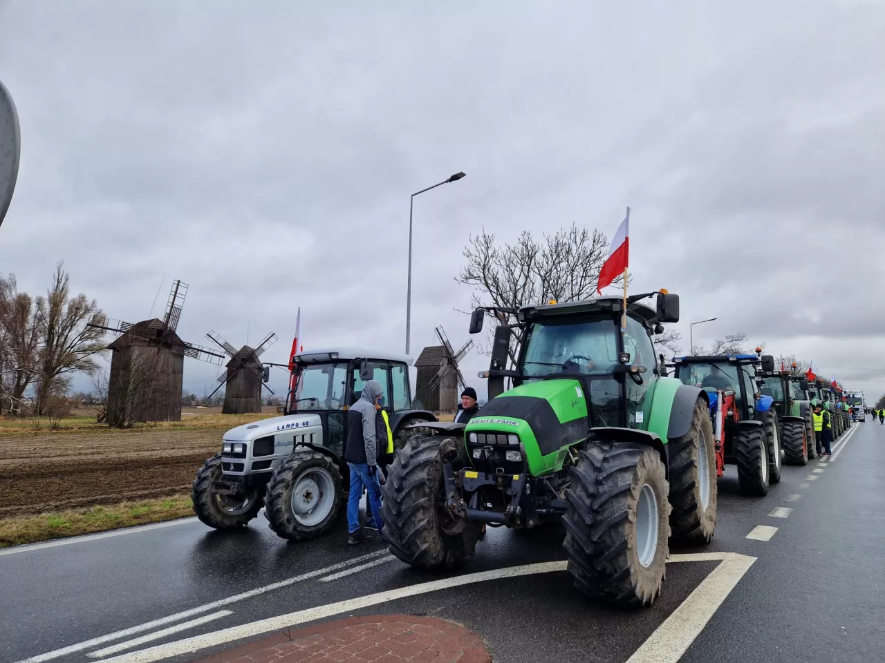 protest rolników w Koszutach pod Środą Wielkopolską 20 lutego 2024