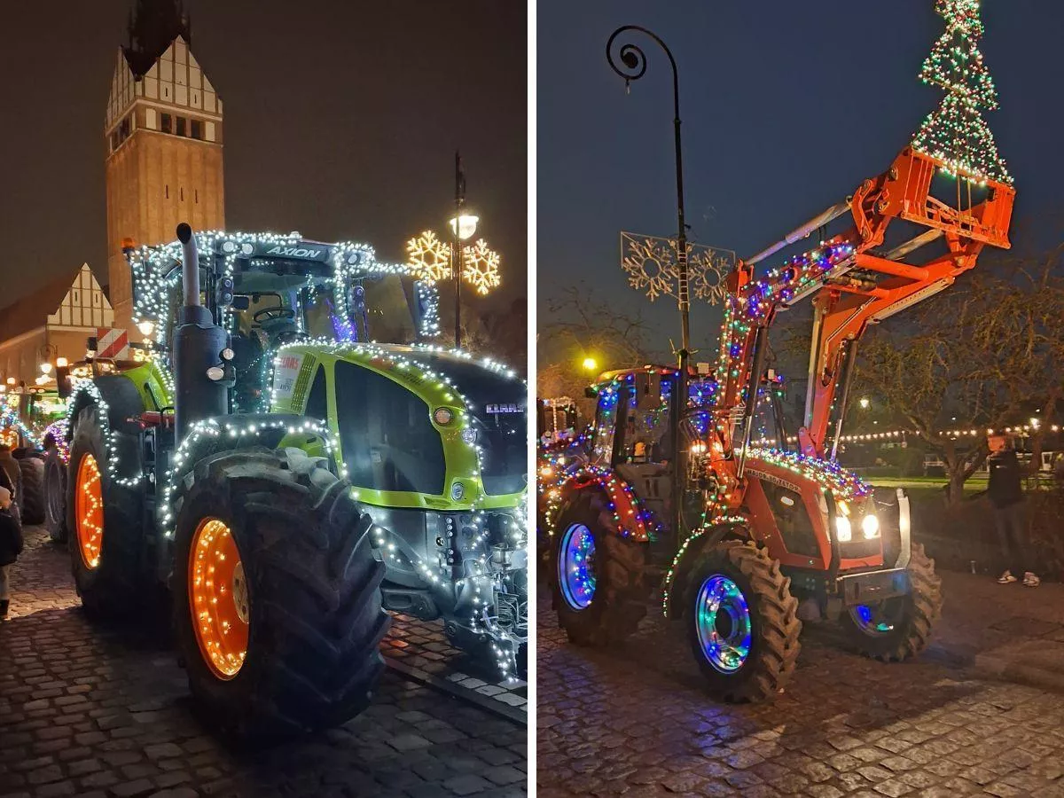 Świąteczne ciągniki opanowały Elbląg. Rolnicy pomagają choremu Szymkowi
