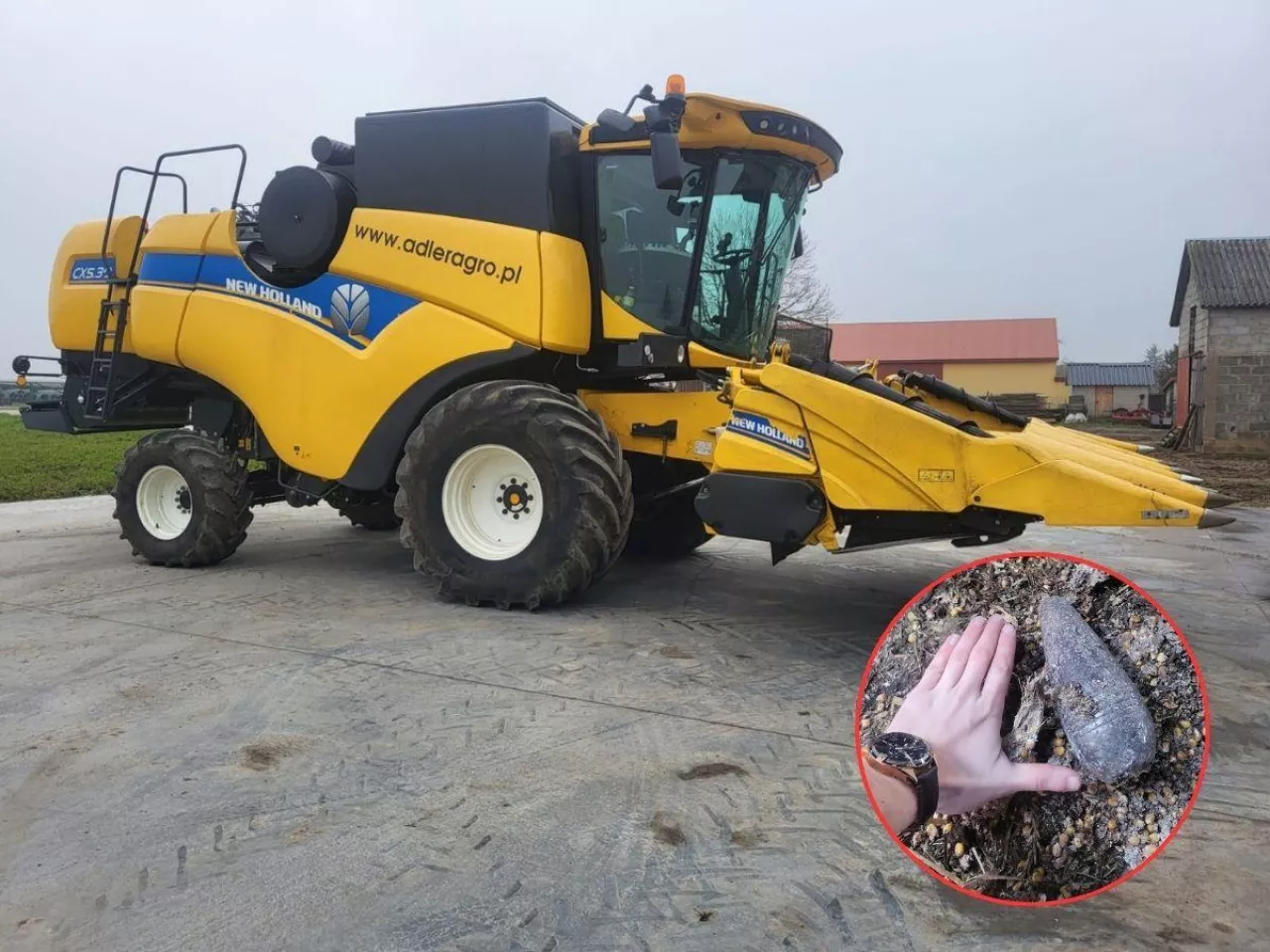 Pocisk w kombajnie na Podlasiu