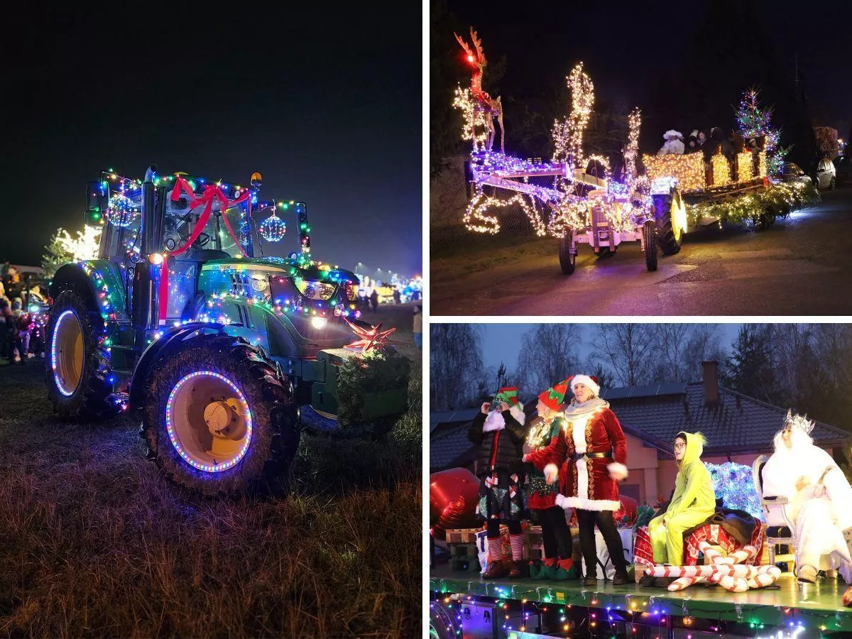 Ciągniki zamiast sań. Świąteczna parada rozświetliła gminę Prażmów