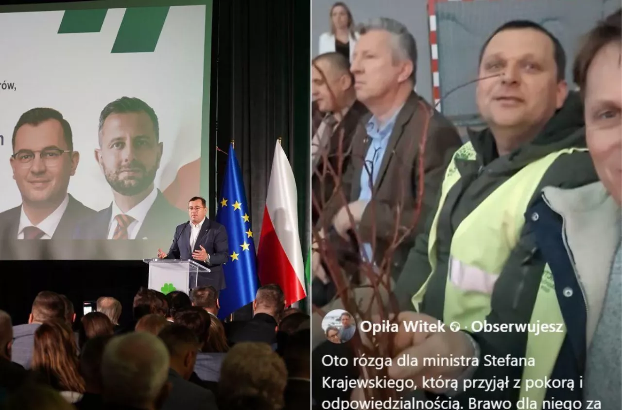 Minister Krajewski dostał rózgę od rolnika. „To prezent za dokonania”