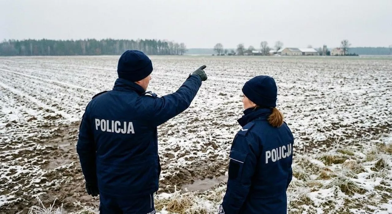 Para policjantów polskiej policji na polu uprawnym