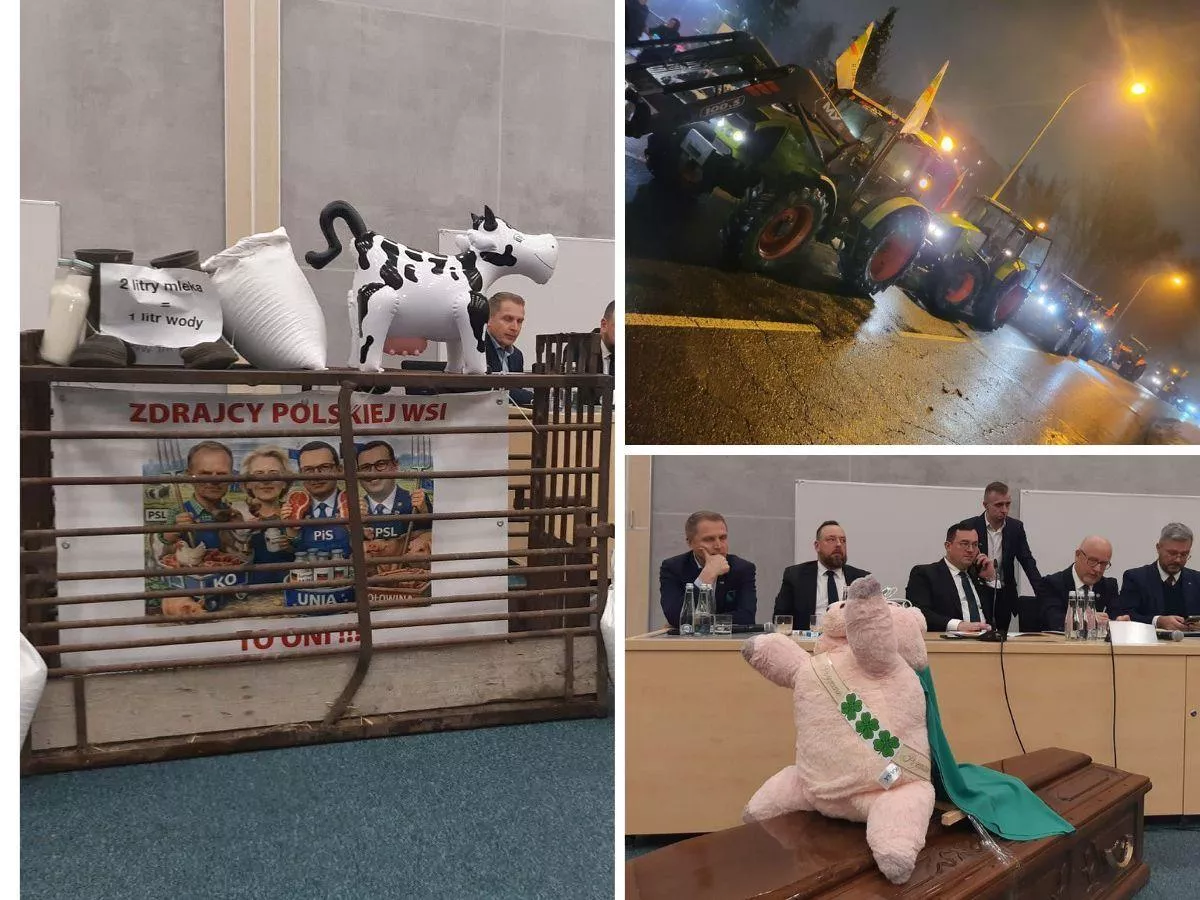 Ciągniki, trumna i „Zdrajcy wsi”. Gorąco na spotkaniu ministra z rolnikami
