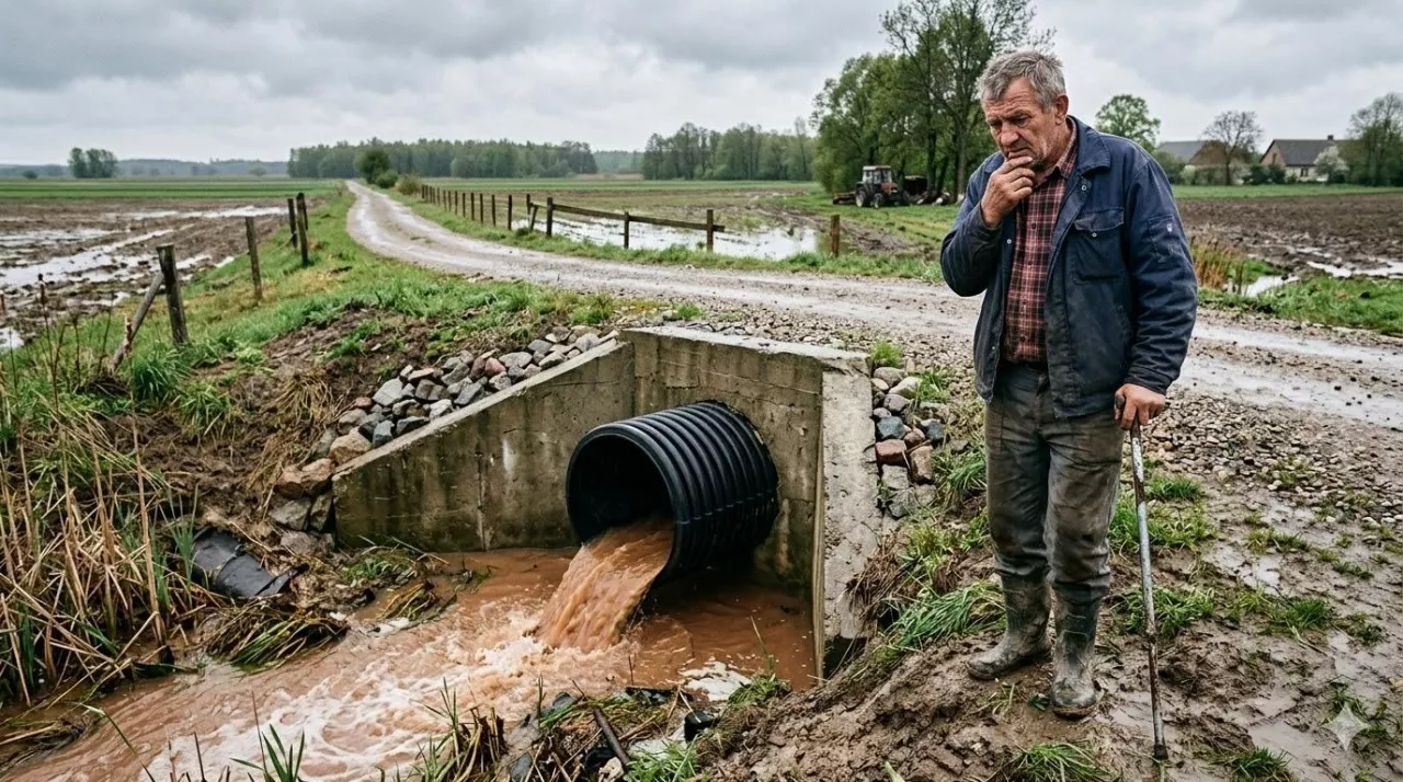 Woda z rury w przepuście grozi zalaniem pola - kto ma ją usunąć?