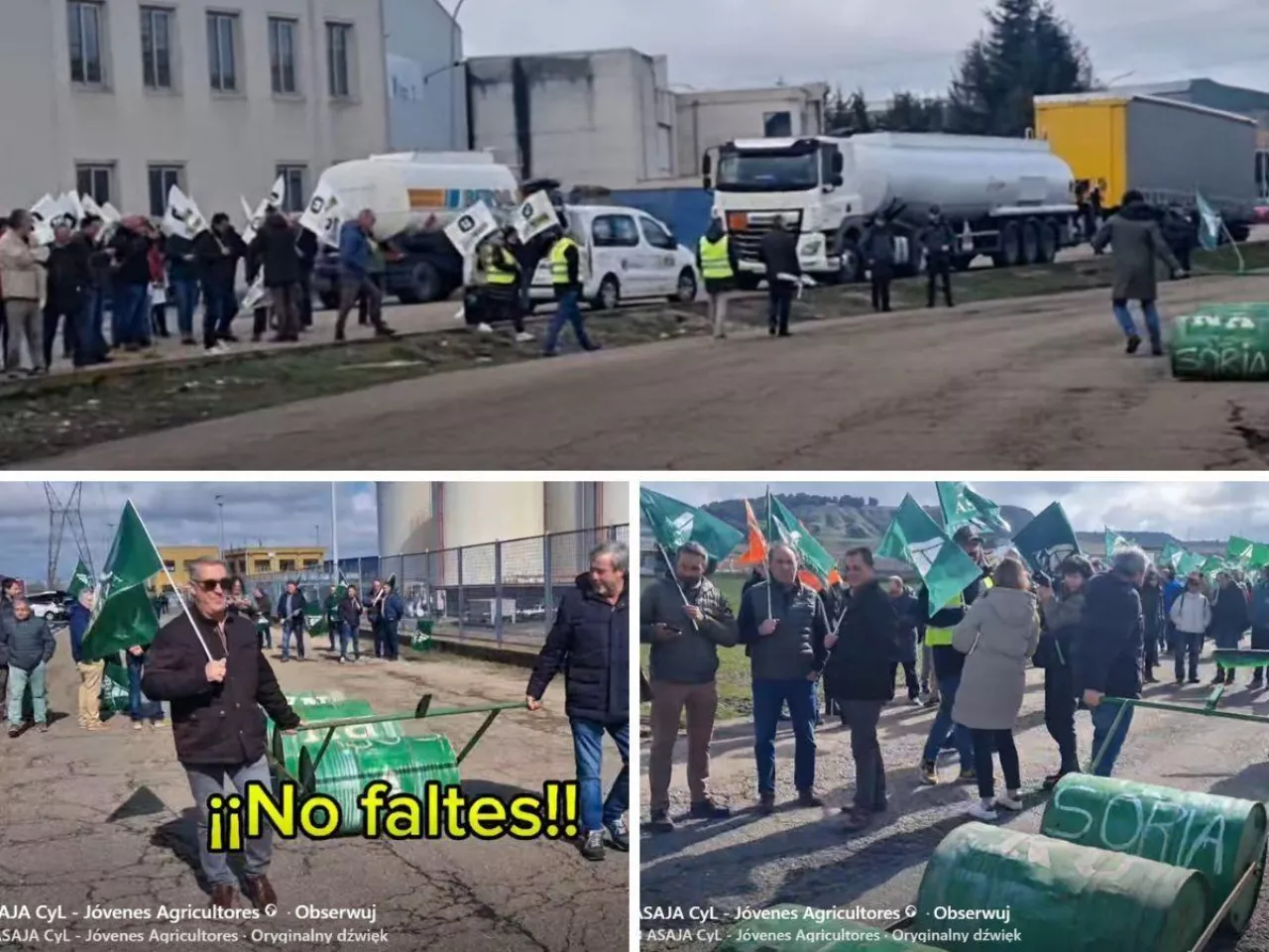 screeny ze strony fb ASAJA dotyczące protestów rolników w Hiszpanii