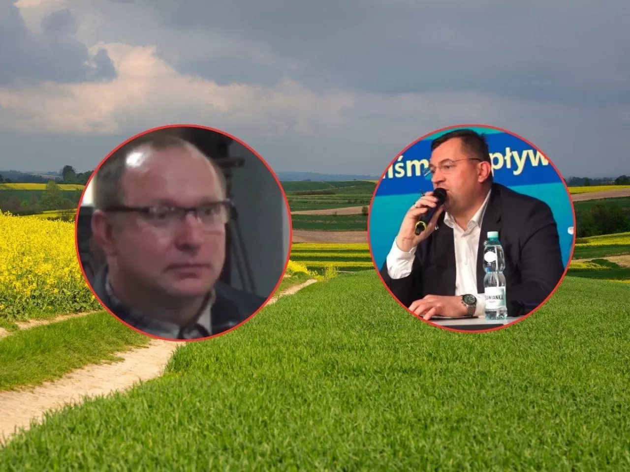 pole, twarz ministra rolnictwa i Zbigniewa Gołdy, rolnika