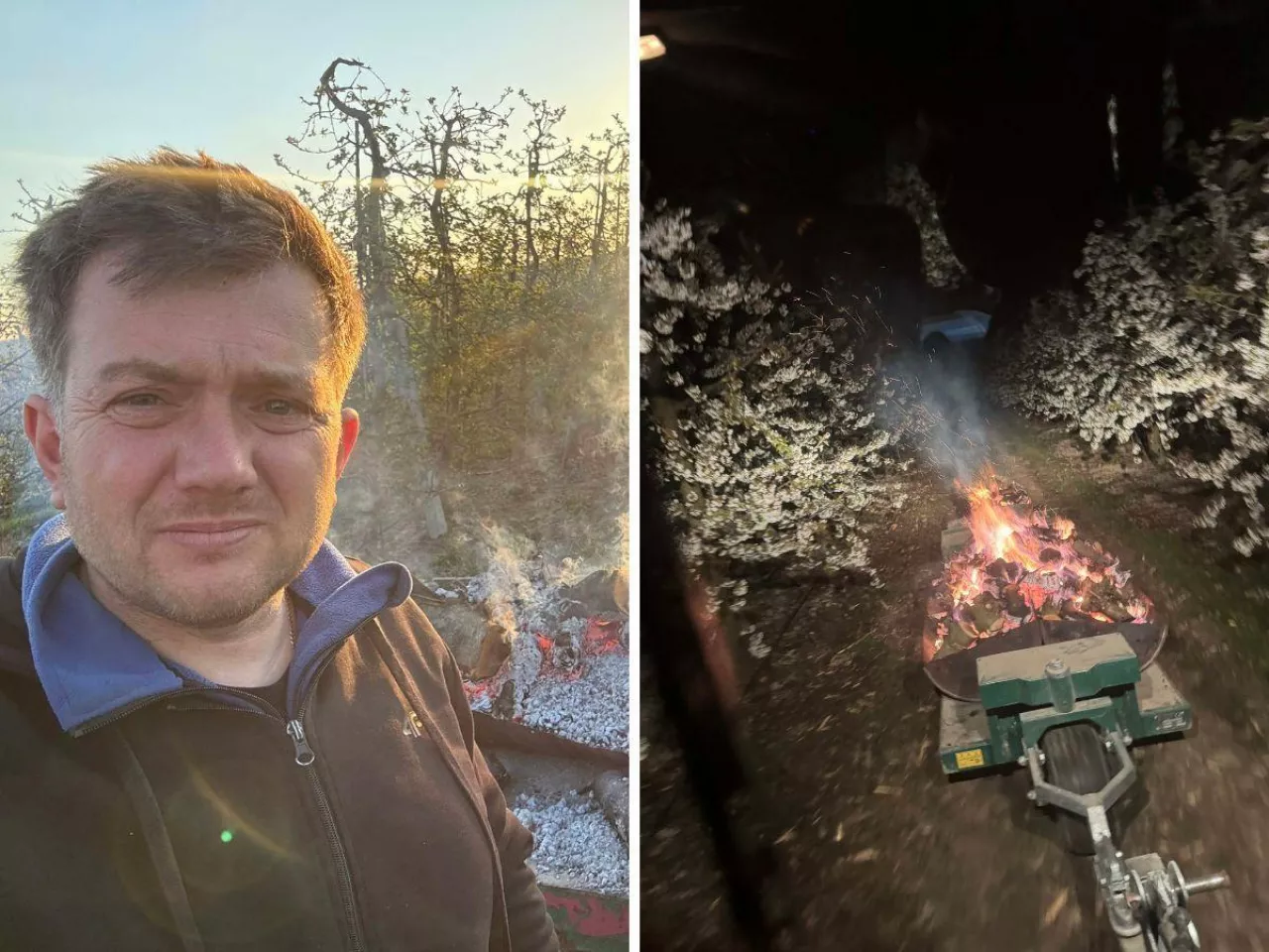 Trzy ciągniki, ogień i walka o plon przez całą noc