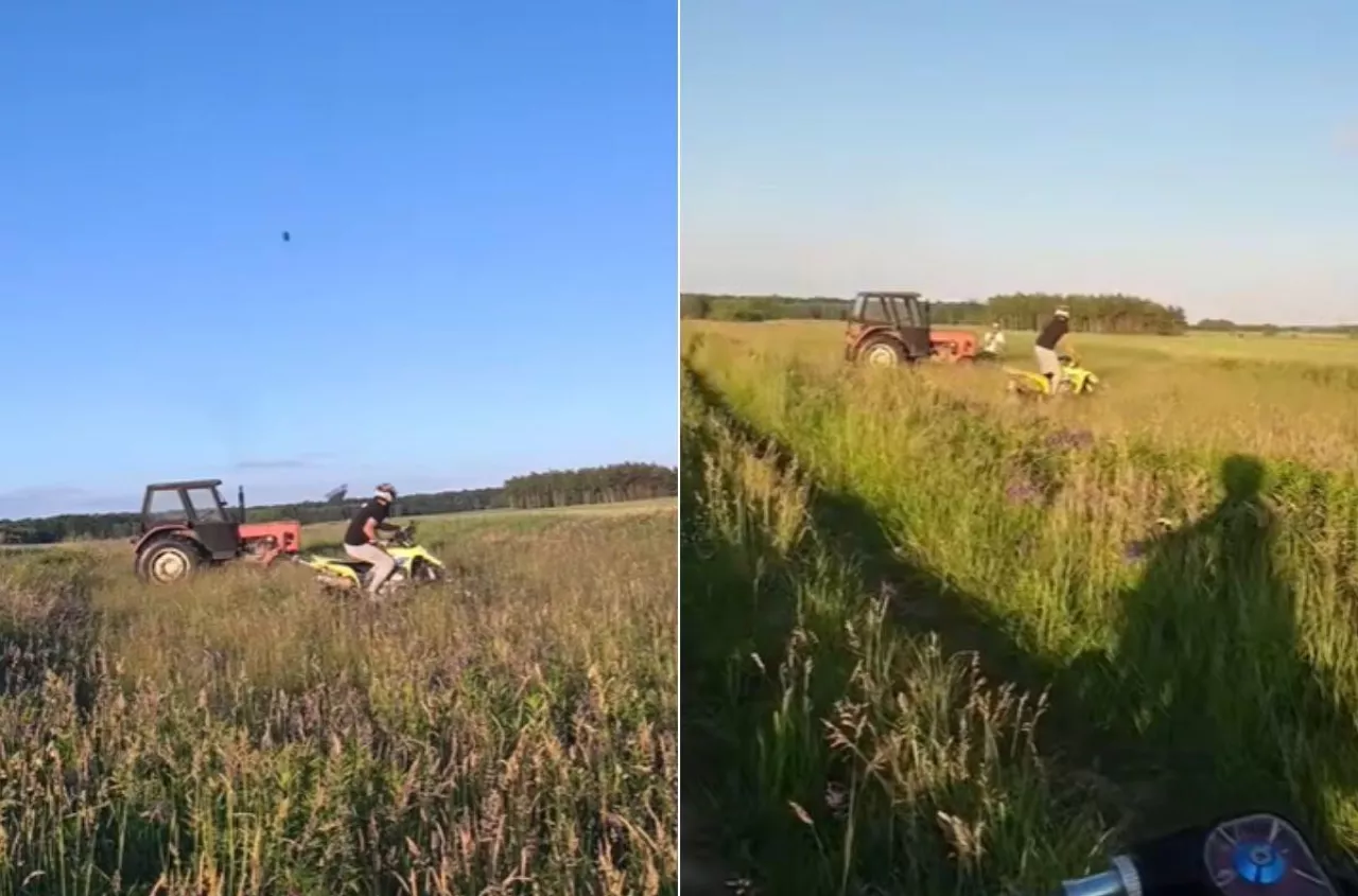 Rozjeżdżali jego pole. Rolnik ruszył za nimi Ursusem i z grabiami