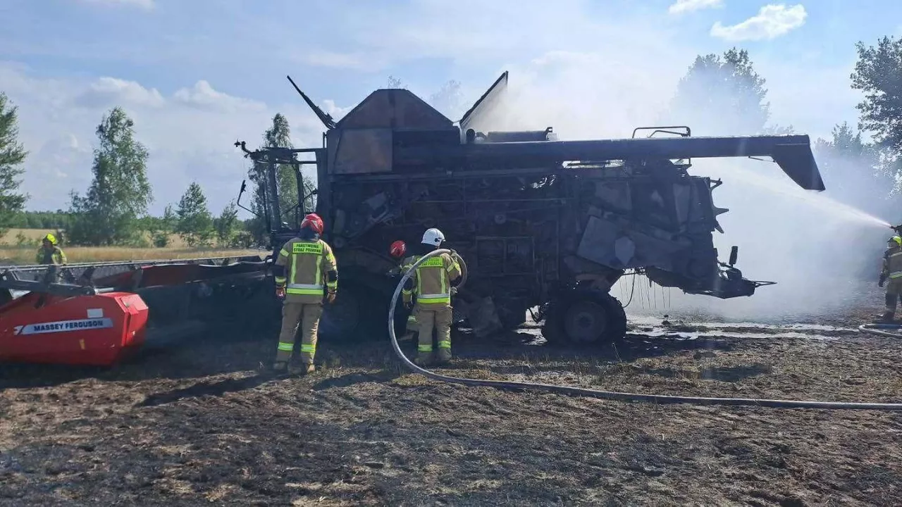 Kombajn spłonął doszczętnie