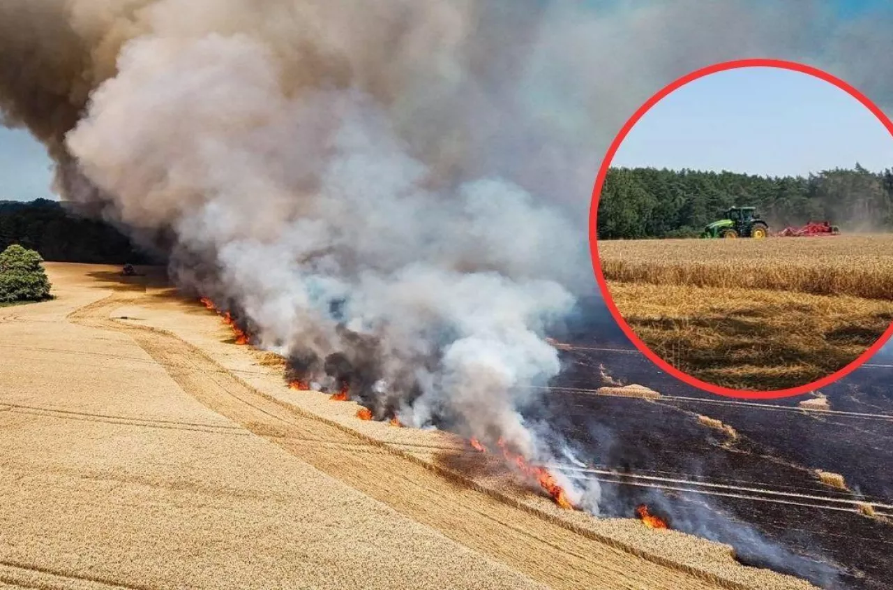 Gigantyczny pożar pod Reczem. Ogień strawił blisko 60 ha pszenicy
