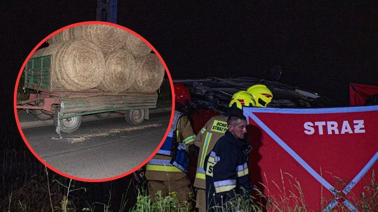 36-letni kierujący Fordem zginał na miejscu po zderzeniu z przyczepą rolniczą