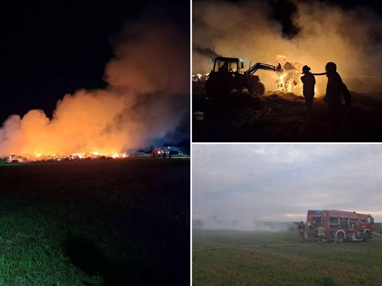 Pożar sterty słomy w Polanach Kolonii