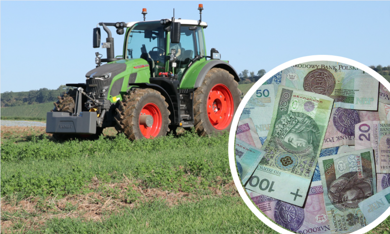 pole, traktor, polskie banknoty