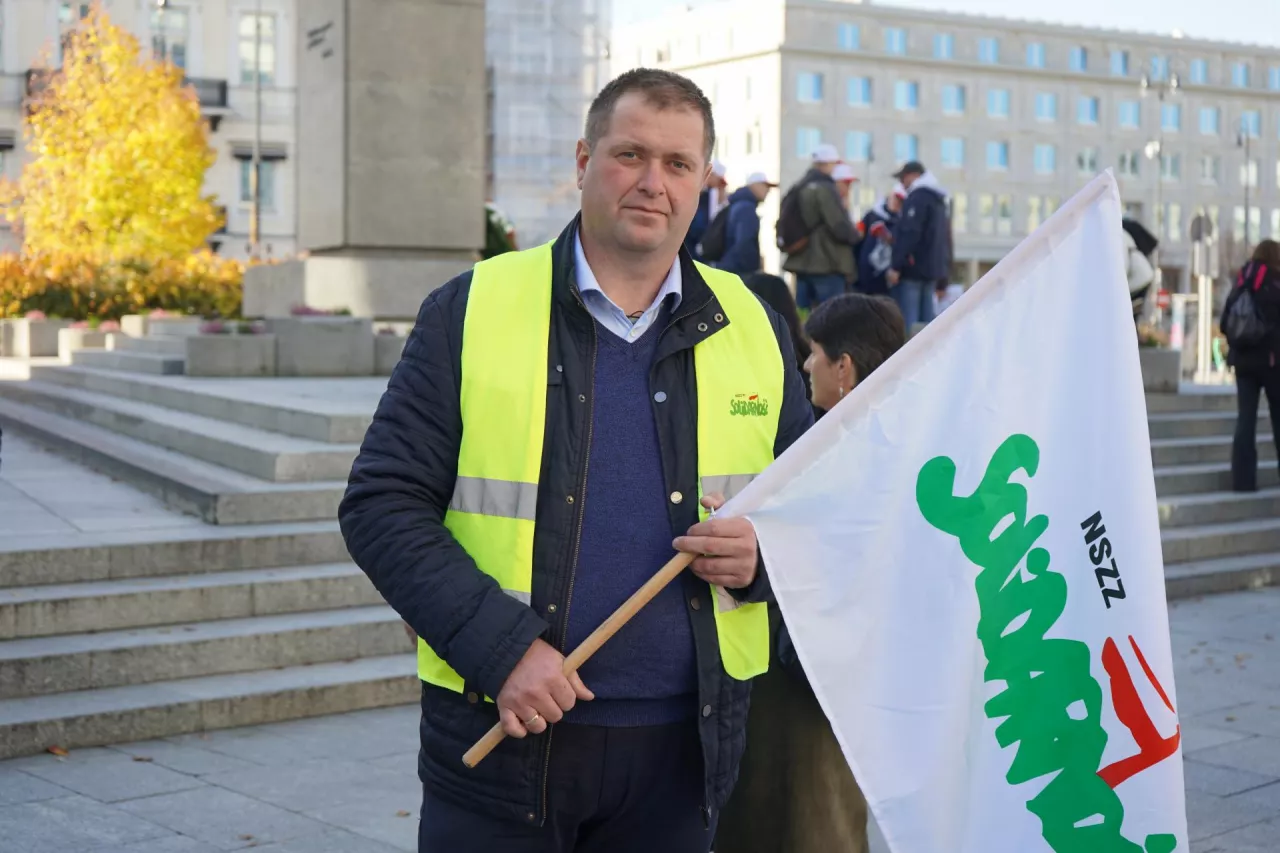 Adrian Wawrzyniak, rzecznik rolniczej Solidarności.